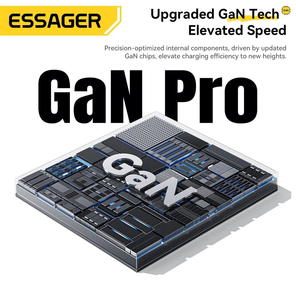 Essager ES-CD60 Chargeur Secteur GaN 65W avec Câble USB-C Rétractable - Arsenal HANTKO